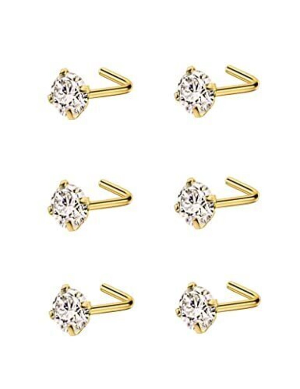 4839 316L Surgical Steel Nose Rings L Shape Diamond Nose Studs